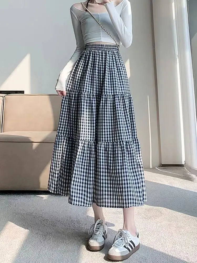 Wren Checkered Tiered Midi Skirt - product image 6