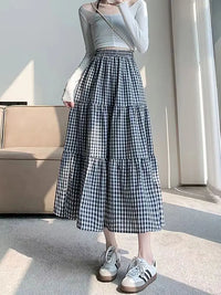 Wren Checkered Tiered Midi Skirt - product image 6