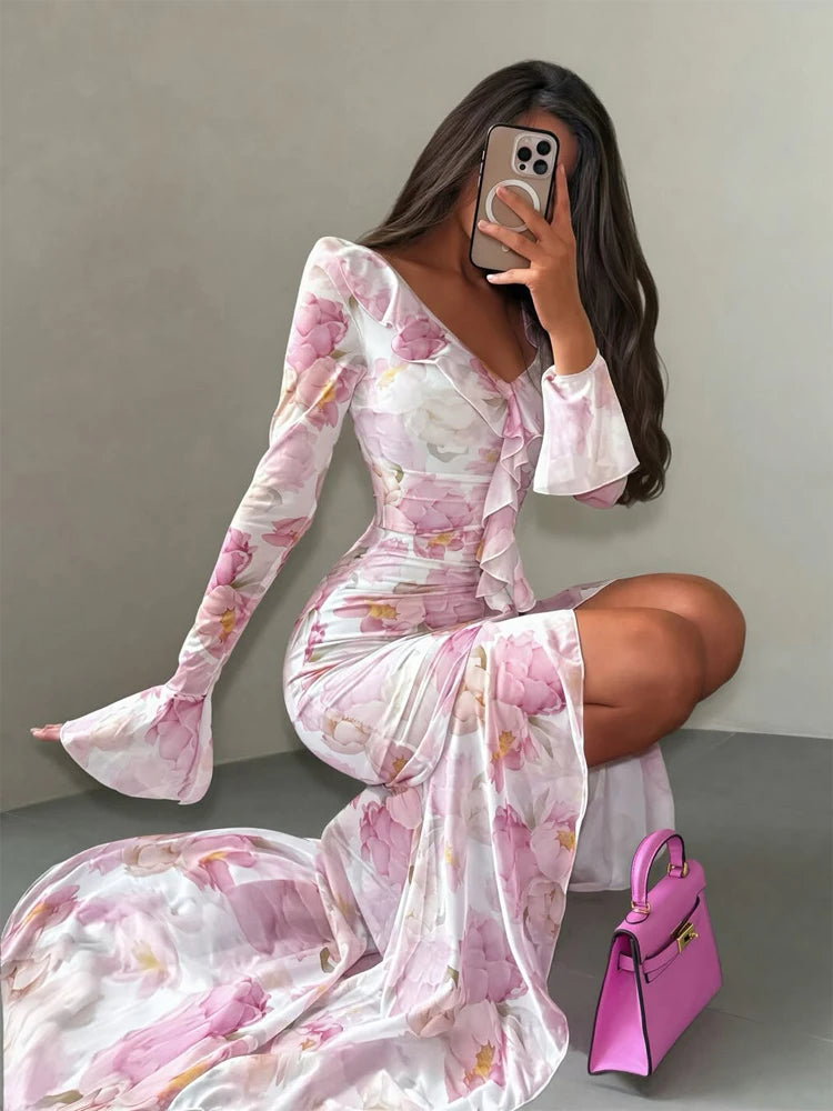 Aurelia Floral V-Neck Chiffon Maxi Dress - product image 4
