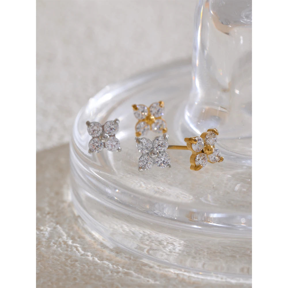 Esme Cubic-Zirconia Flower Stud Earrings