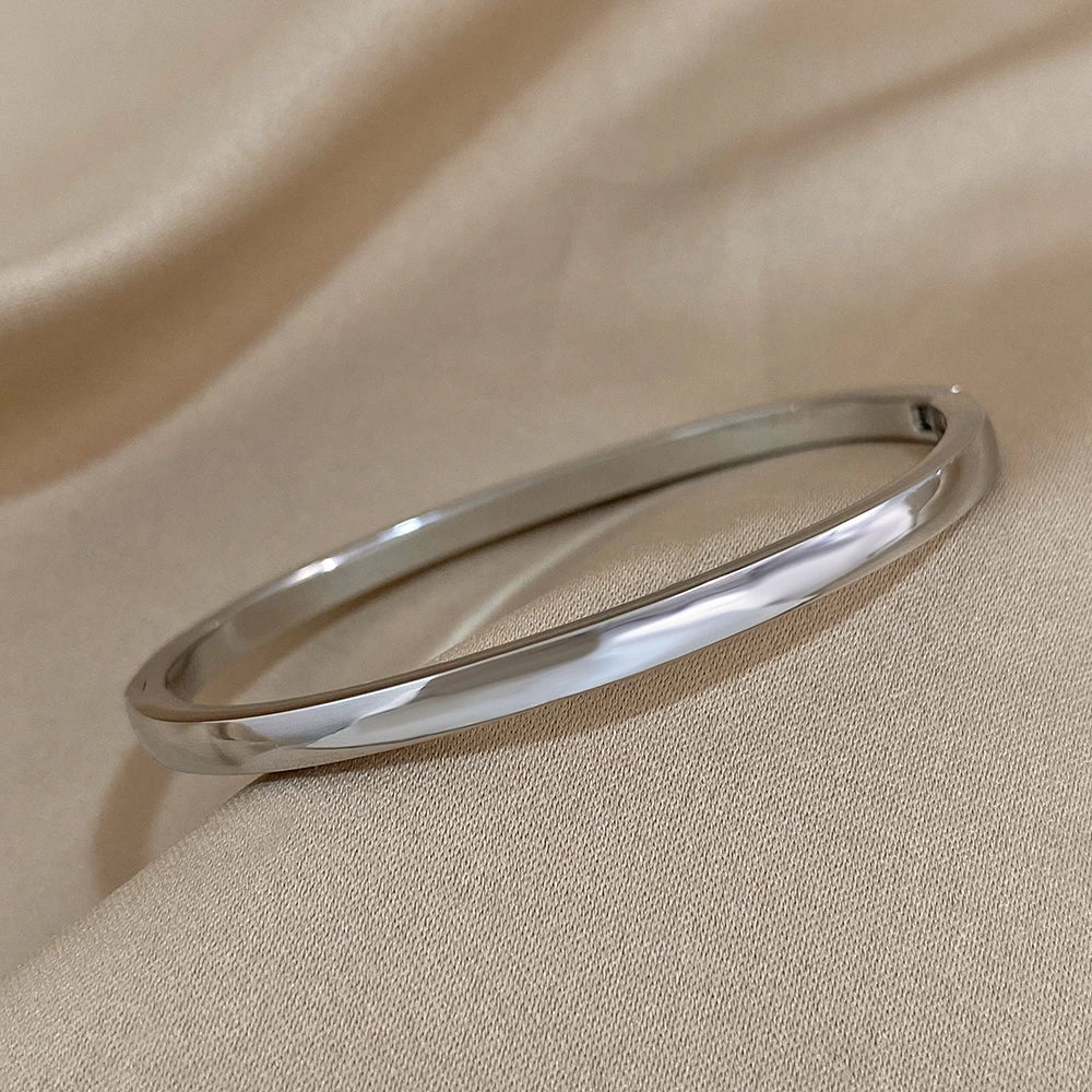 Brea Smooth Stainless Steel Bangle Bracelet