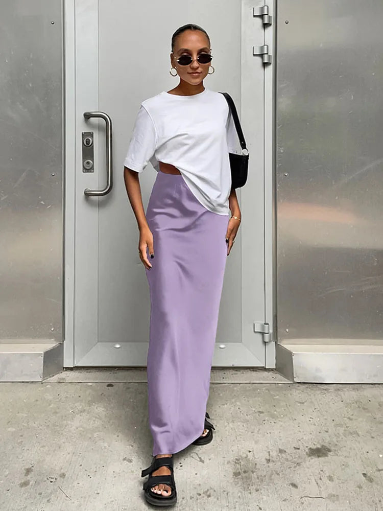 Odelia Satin-Look Trumpet Maxi Skirt - product image 6
