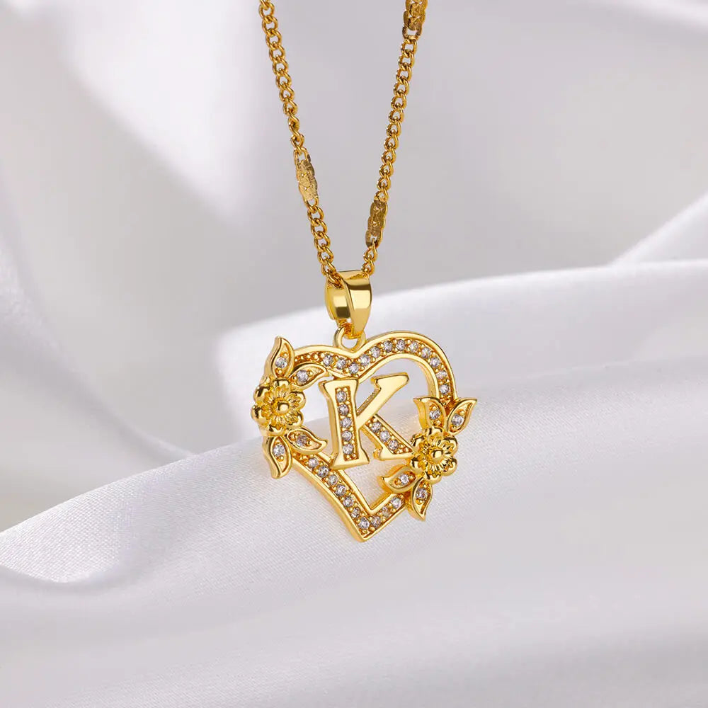 Callista Heart Initial Zircon Necklace - A