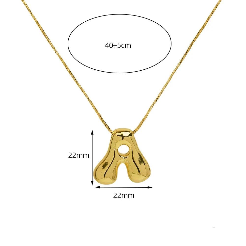 Freja Bubble-Letter Initial Necklace - Gold / F