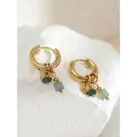 Lilia Natural-Stone Charm Hoop Earrings - Charm Celeste