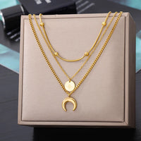 Katerina Layered Heart Charm Necklace - Heart Celeste