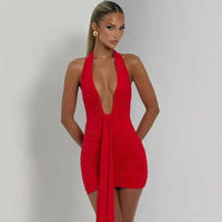 Avrilyaan Leopard-Print Halter Pleated Mini Dress - product image 2