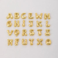Freja Bubble-Letter Initial Necklace - Gold / E