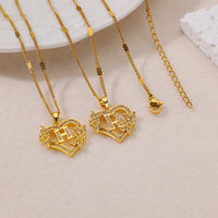 Callista Heart Initial Zircon Necklace - E