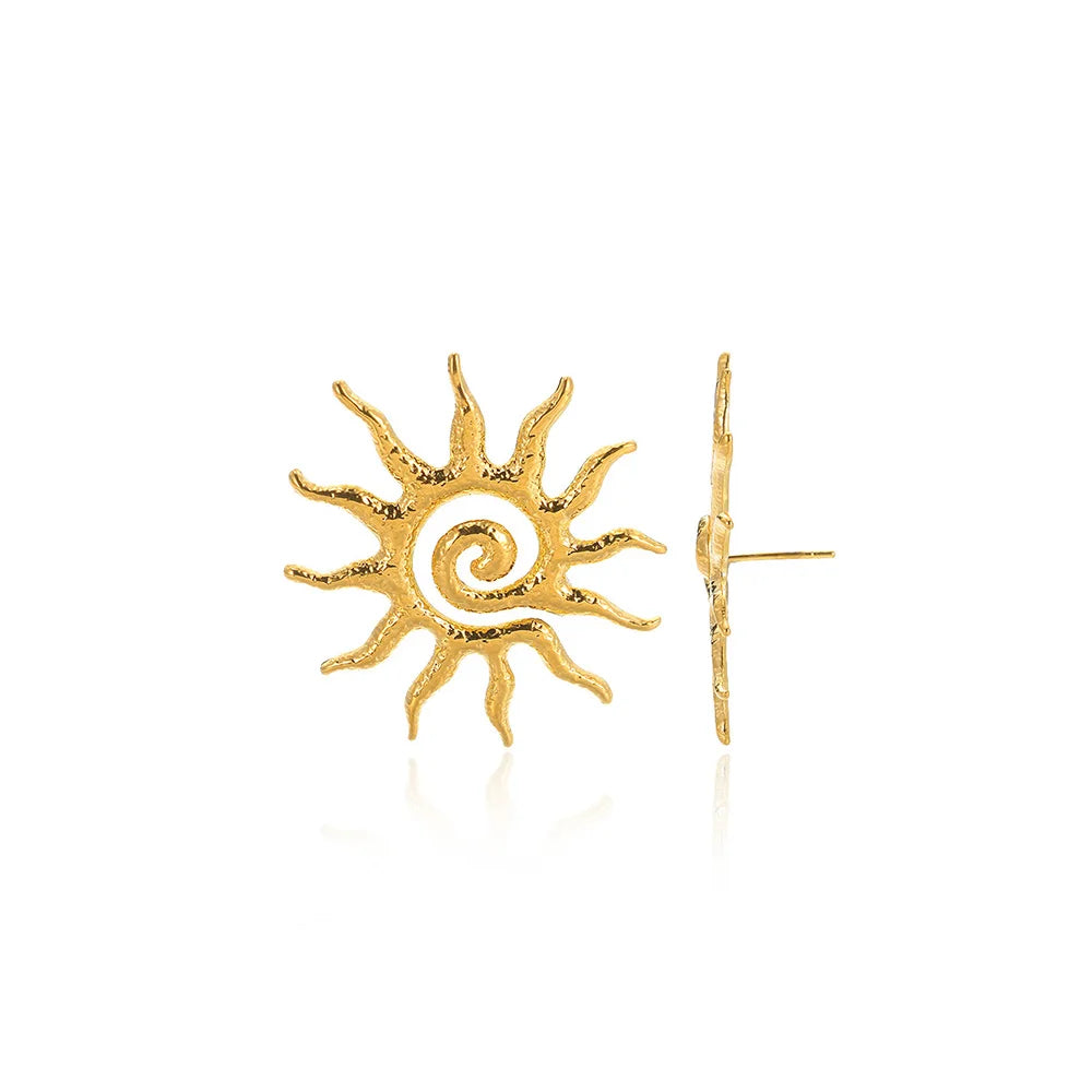 Marigold Sunburst Geometric Stud Earrings