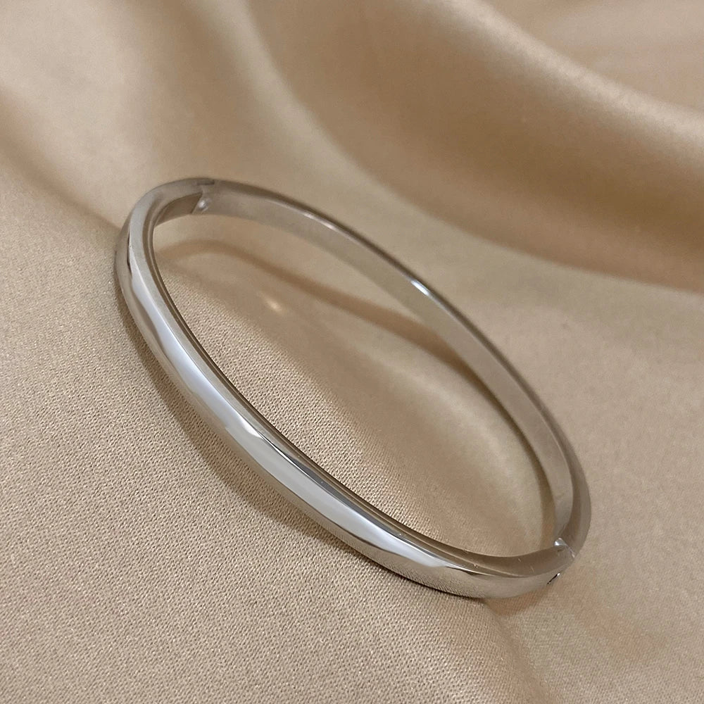 Brea Smooth Stainless Steel Bangle Bracelet
