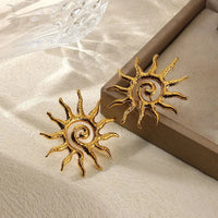 Marigold Sunburst Geometric Stud Earrings - Sunburst Solene / Gold