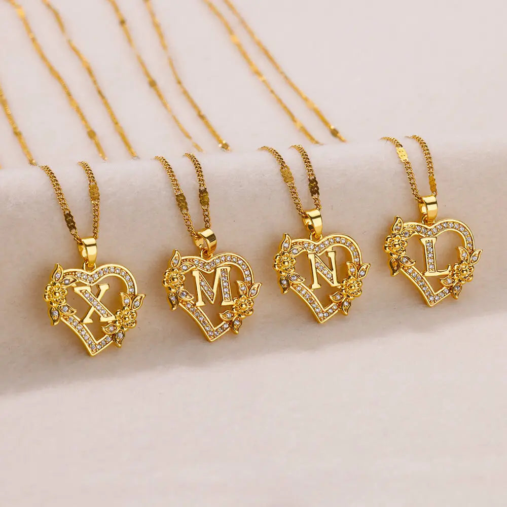 Callista Heart Initial Zircon Necklace - D