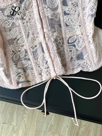 SINGREINY Floral-Embroidered Lace-Up Corset Top - product image 6