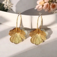 Jocelyn Double-Layer Flower Hoop Earrings - Fleur / Gold
