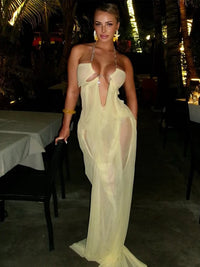 Nibber Chain-Halter Sheer Evening Gown - product image 2