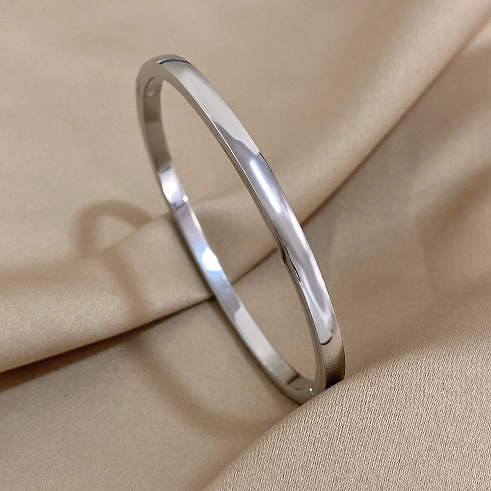 Brea Smooth Stainless Steel Bangle Bracelet