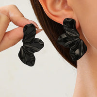 Zella Half-Flower Petal Stud Earrings - Black