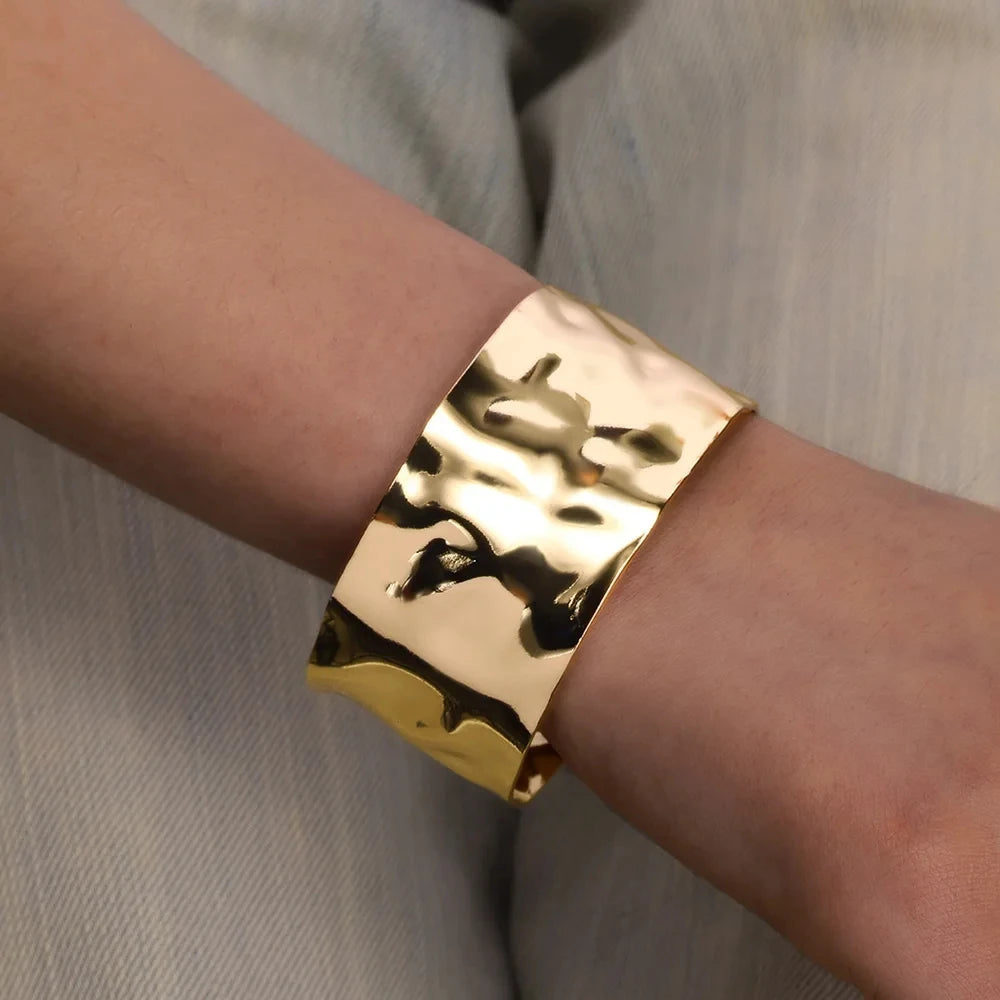 Gisella Textured Open Cuff Bracelet - Cuff Celeste / Gold