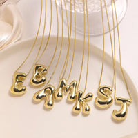 Freja Bubble-Letter Initial Necklace - Gold / C