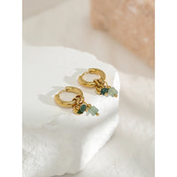 Lilia Natural-Stone Charm Hoop Earrings - Charm Dahlia