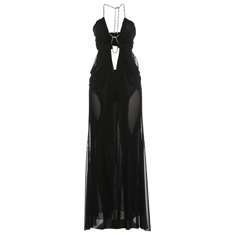 Nibber Chain-Halter Sheer Evening Gown - product image 7