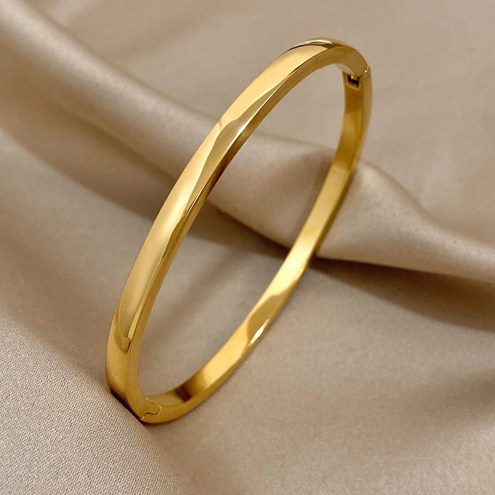 Brea Smooth Stainless Steel Bangle Bracelet