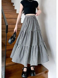 Wren Checkered Tiered Midi Skirt - product image 5