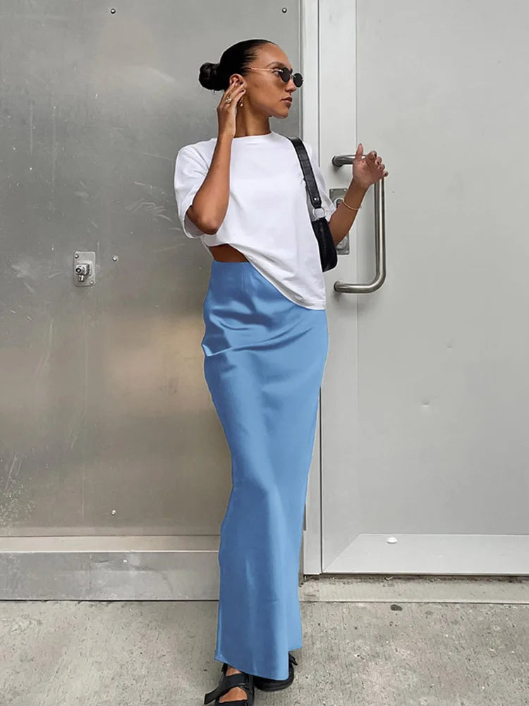 Odelia Satin-Look Trumpet Maxi Skirt - product image 4