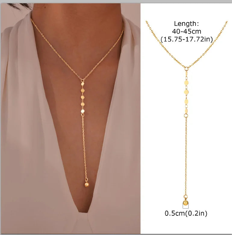 Flora Y-Shape Lariat Necklace - Marina / Gold