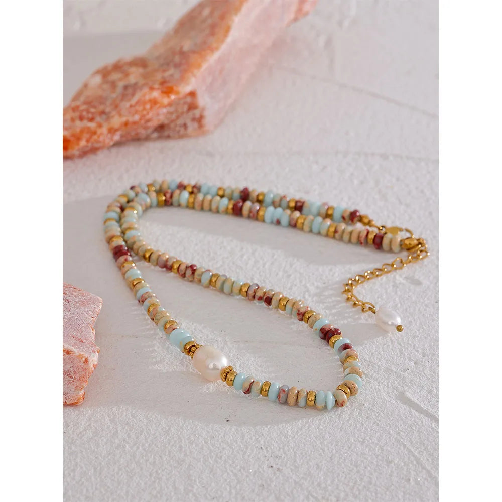 Noemie Freshwater Pearl & Natural-Stone Necklace