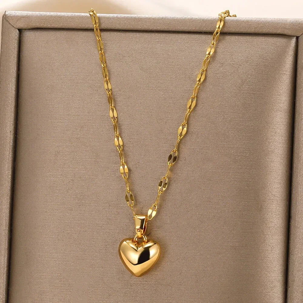 Katerina Layered Heart Charm Necklace - Heart Belle