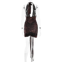 Avrilyaan Leopard-Print Halter Pleated Mini Dress - product image 6