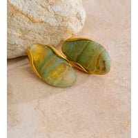 Iona Resin Geometric Stud Earrings - Beige