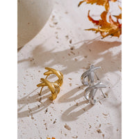 Fern X-Shape 18K PVD Stud Earrings