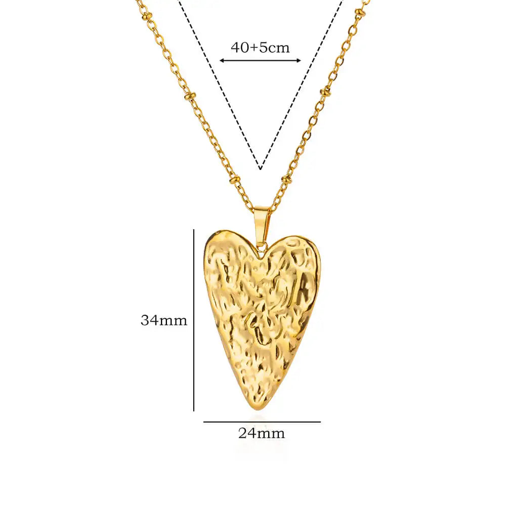 Ilse Textured Heart Pendant Necklace - Heart Elise / Silver