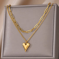 Katerina Layered Heart Charm Necklace - Heart Aurora