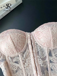 SINGREINY Floral-Embroidered Lace-Up Corset Top - product image 5