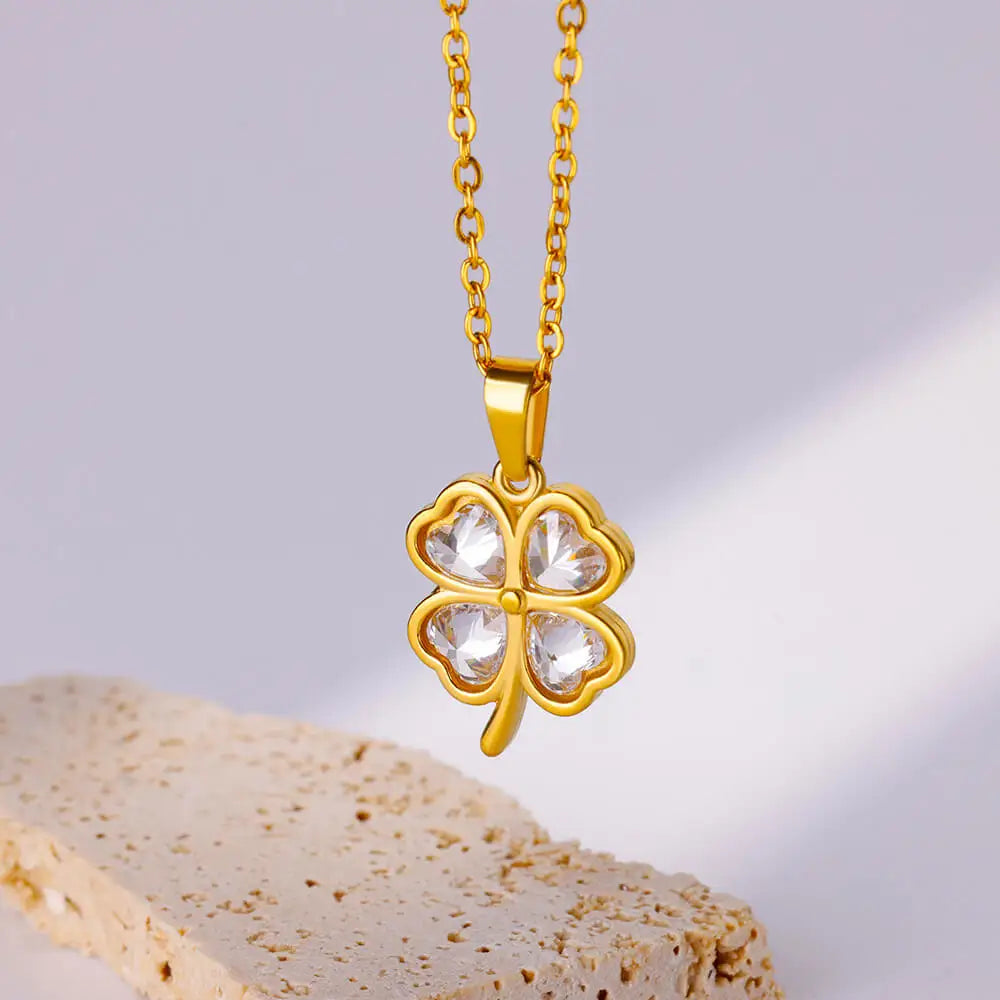 Kiera Four-Leaf Clover Zircon Necklace - Clover Rosalie