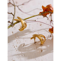 Fern X-Shape 18K PVD Stud Earrings