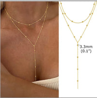 Flora Y-Shape Lariat Necklace - Juniper / Gold