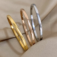 Brea Smooth Stainless Steel Bangle Bracelet - Silver