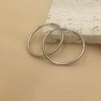 Indigo Classic Round Hoop Earrings - Silver / 40 mm