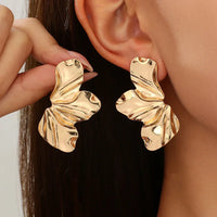 Zella Half-Flower Petal Stud Earrings - Silver
