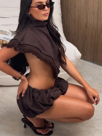 Calista Fringe Crop Top & Bubble Shorts Set - product image 5