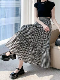Wren Checkered Tiered Midi Skirt - product image 4