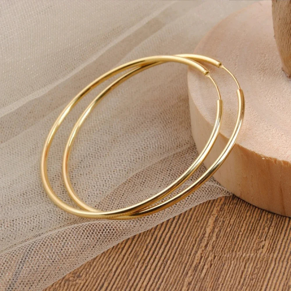 Indigo Classic Round Hoop Earrings - Silver / 70 mm