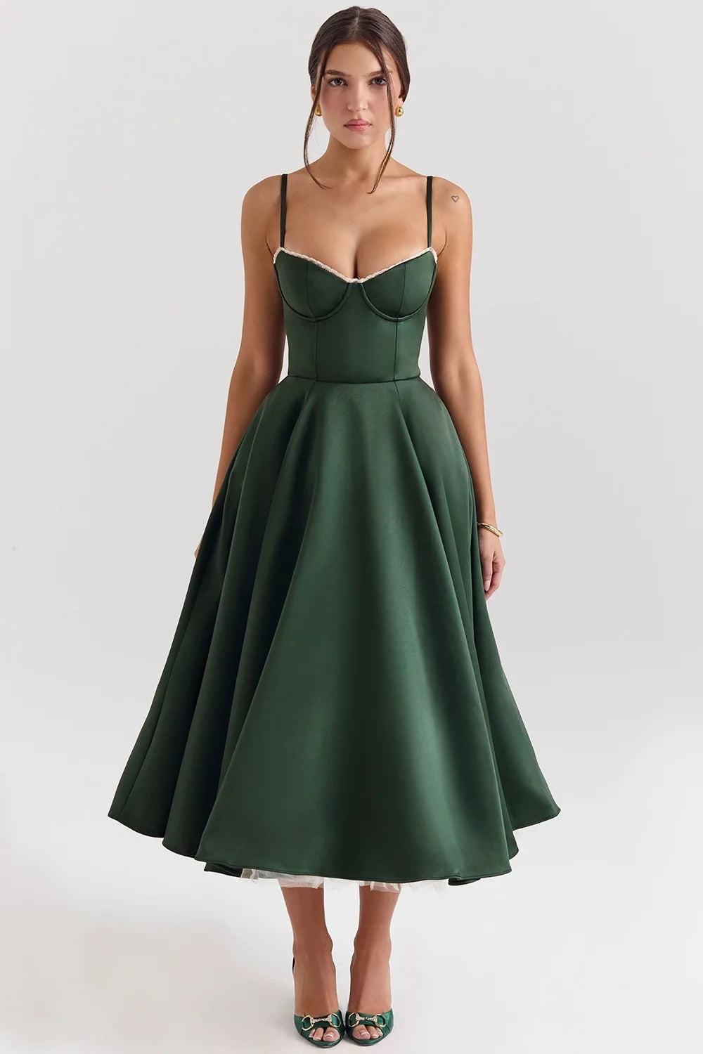 Margot A-Line Midi Dress — Green