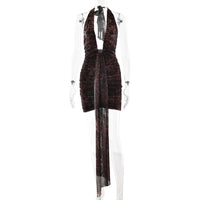 Avrilyaan Leopard-Print Halter Pleated Mini Dress - product image 5