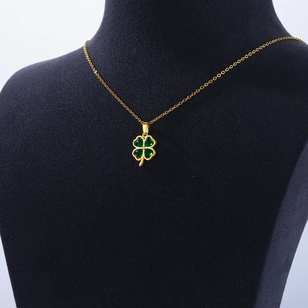 Kiera Four-Leaf Clover Zircon Necklace - Clover Fleur